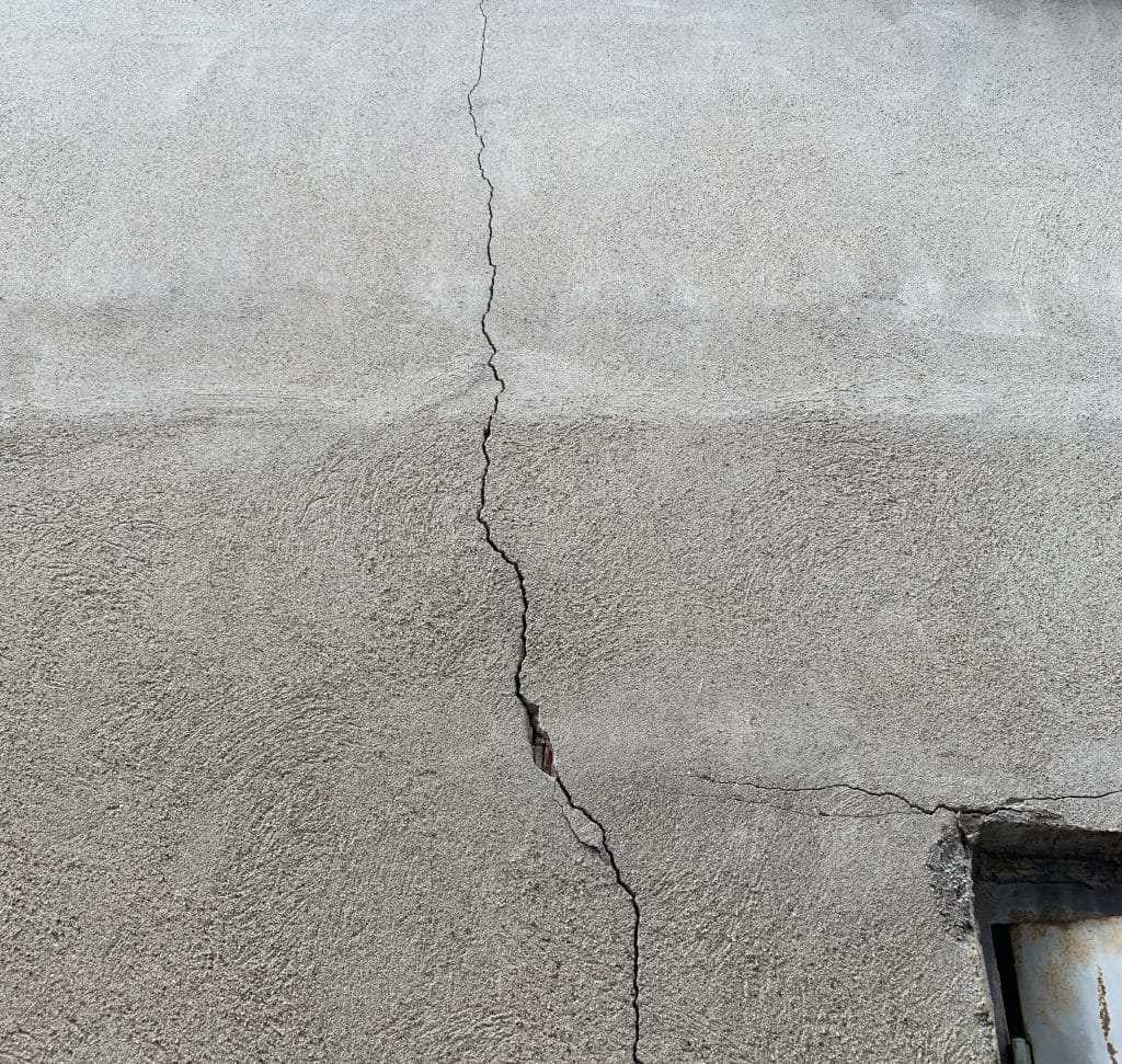 long crack visible on wall